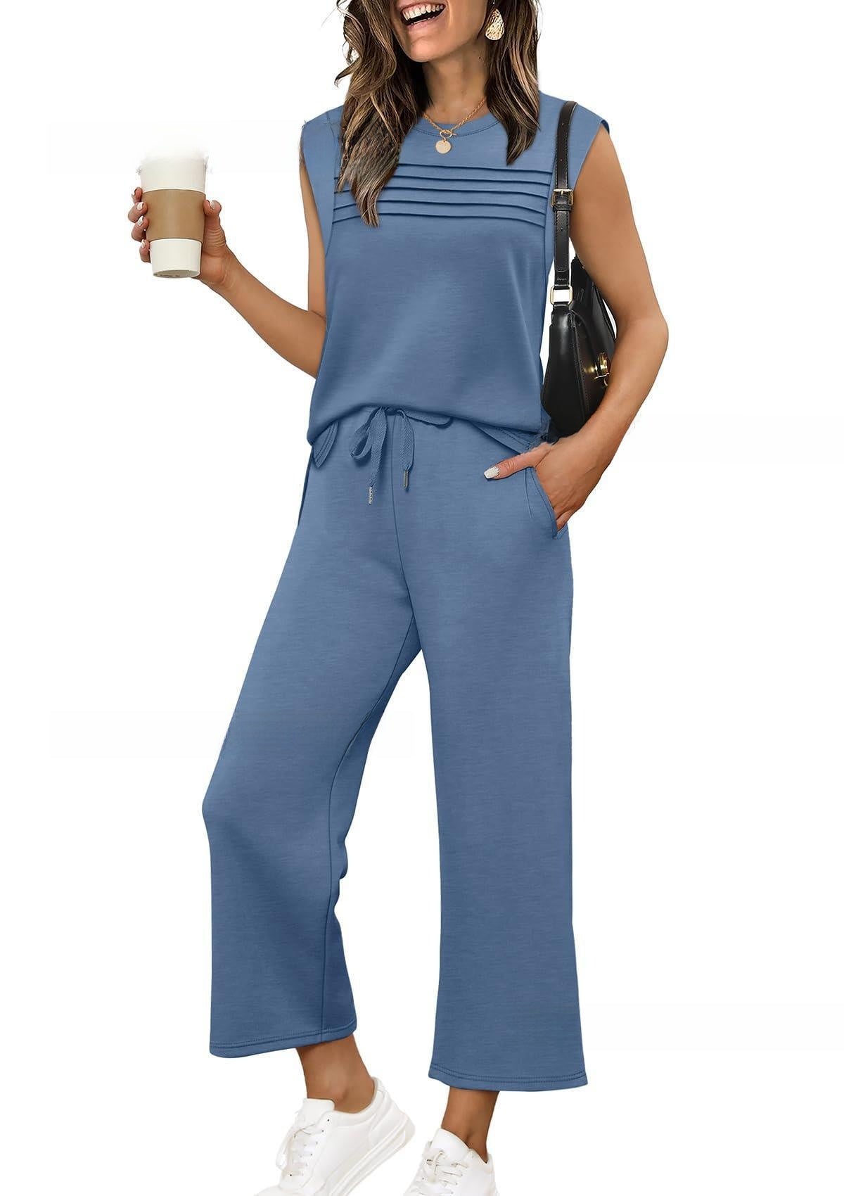 Women's Casual Sweatshirt Vest and Pants Set
