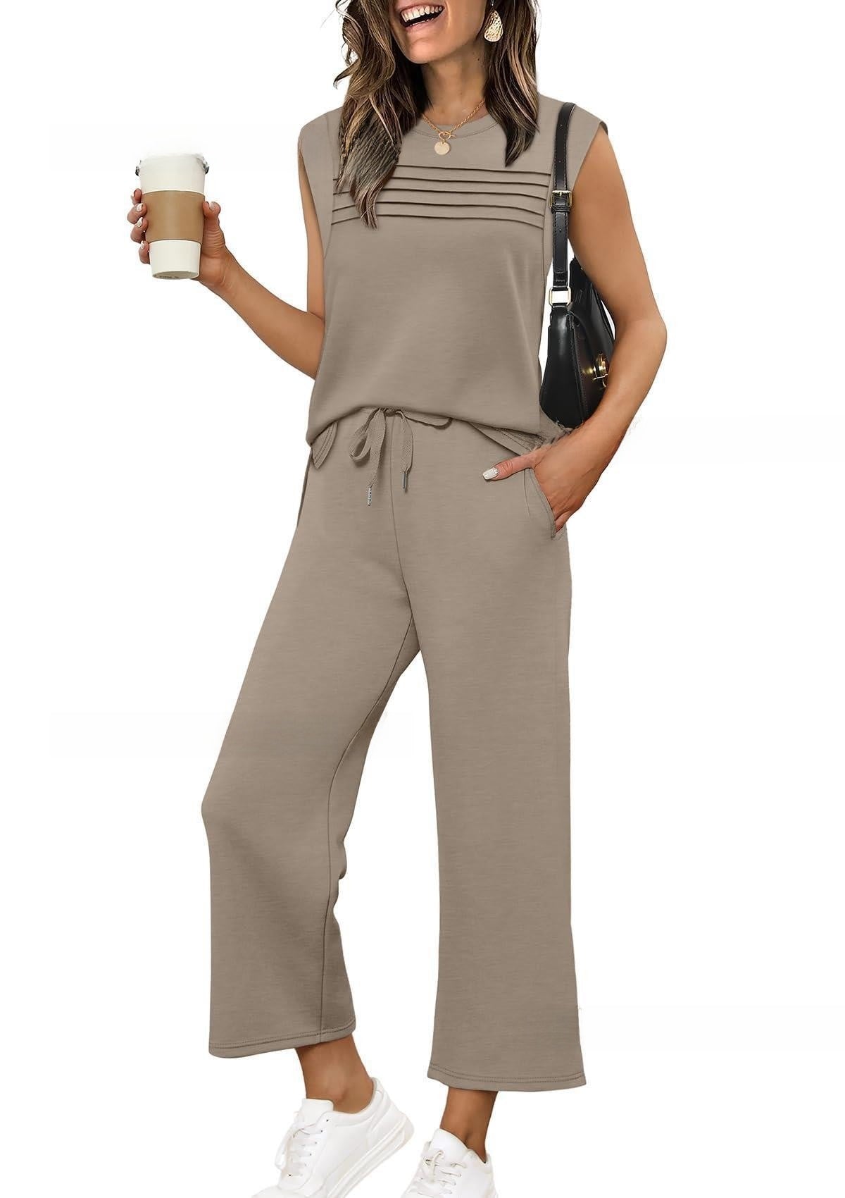 Women's Casual Sweatshirt Vest and Pants Set