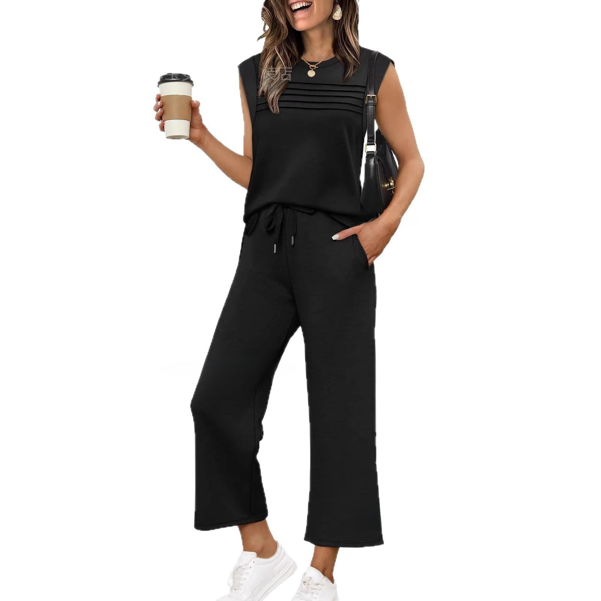 Women's Casual Sweatshirt Vest and Pants Set