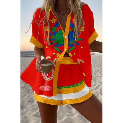 Women's Casual Two-Piece Set with 3D Digital Print