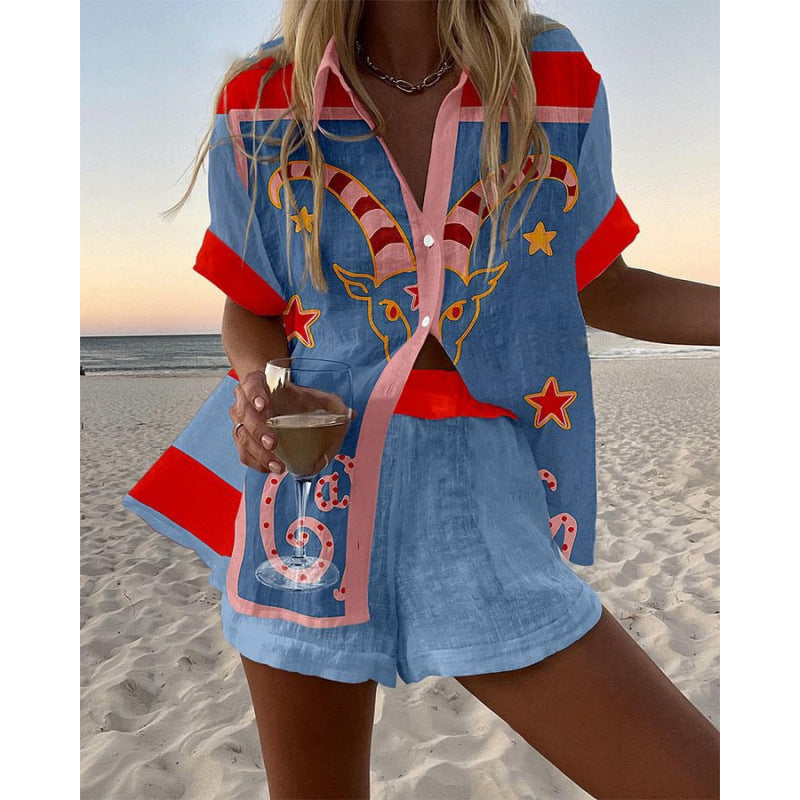 Women's Casual Two-Piece Set with 3D Digital Print