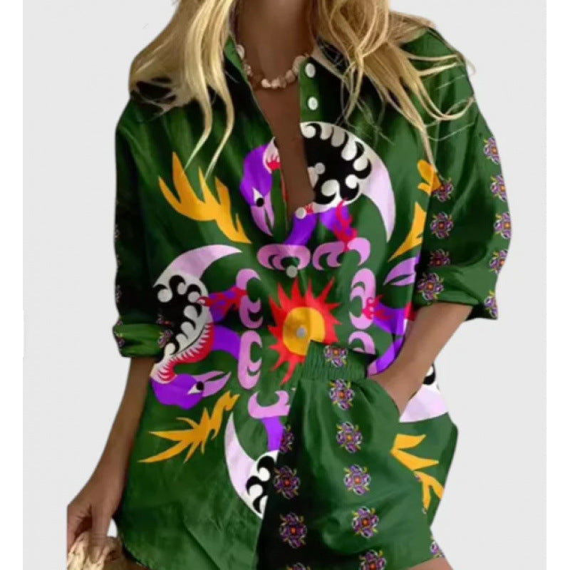 Women's Casual Two-Piece Set with 3D Digital Print