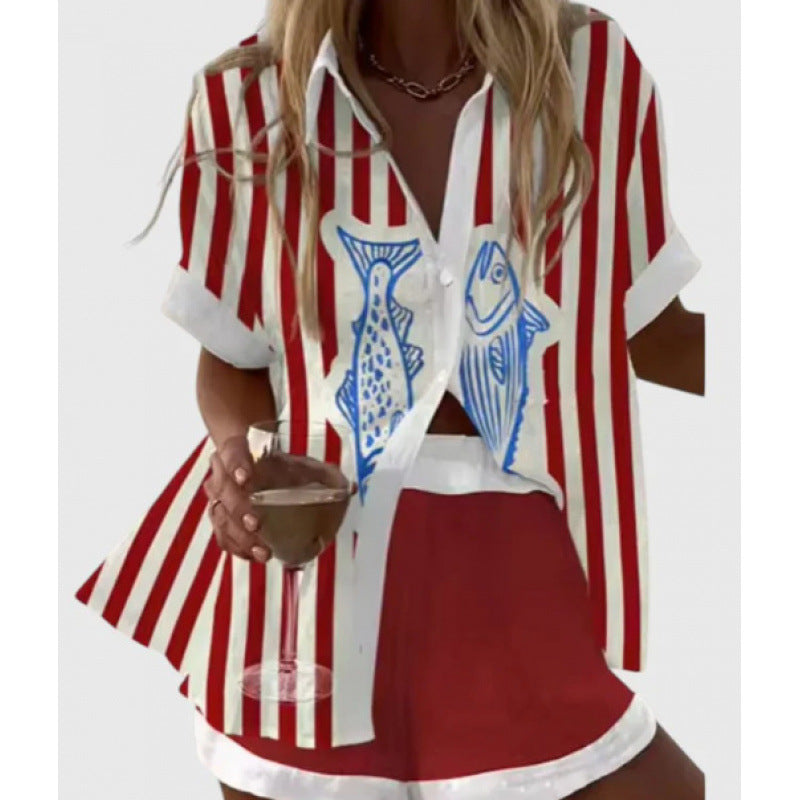 Women's Casual Two-Piece Set with 3D Digital Print