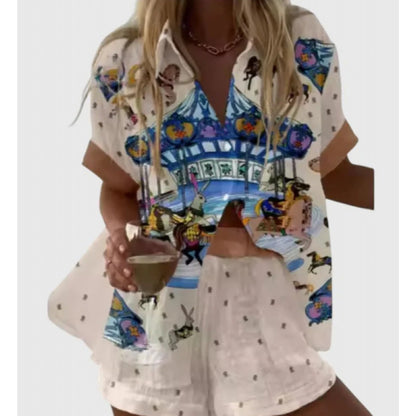 Women's Casual Two-Piece Set with 3D Digital Print