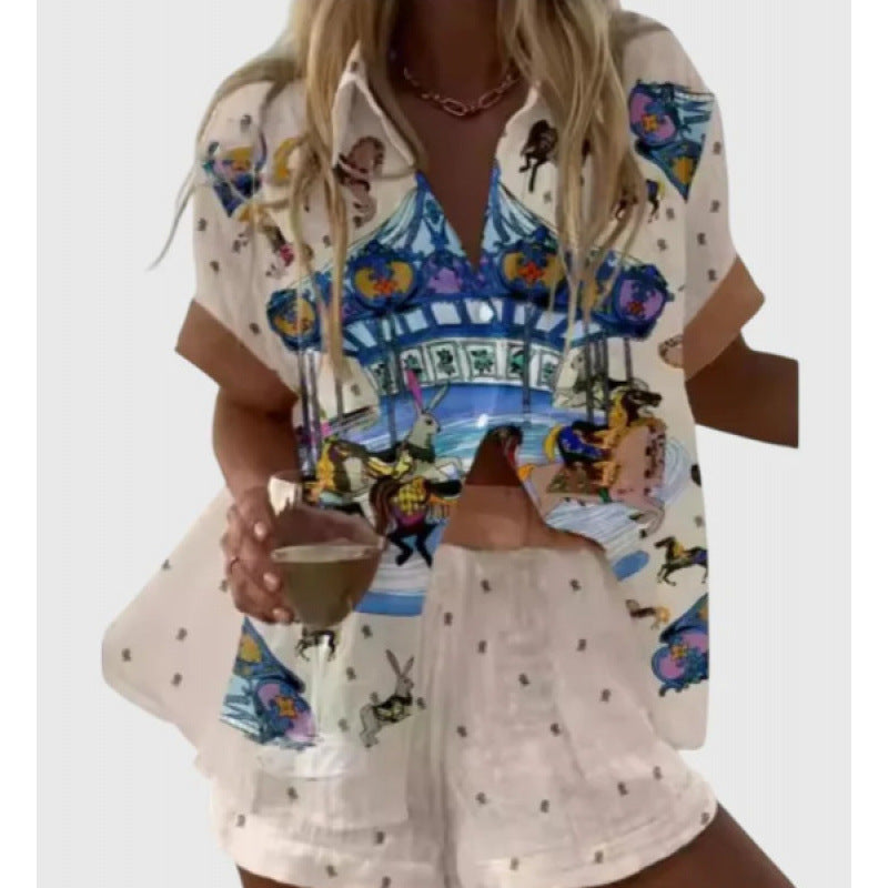 Women's Casual Two-Piece Set with 3D Digital Print