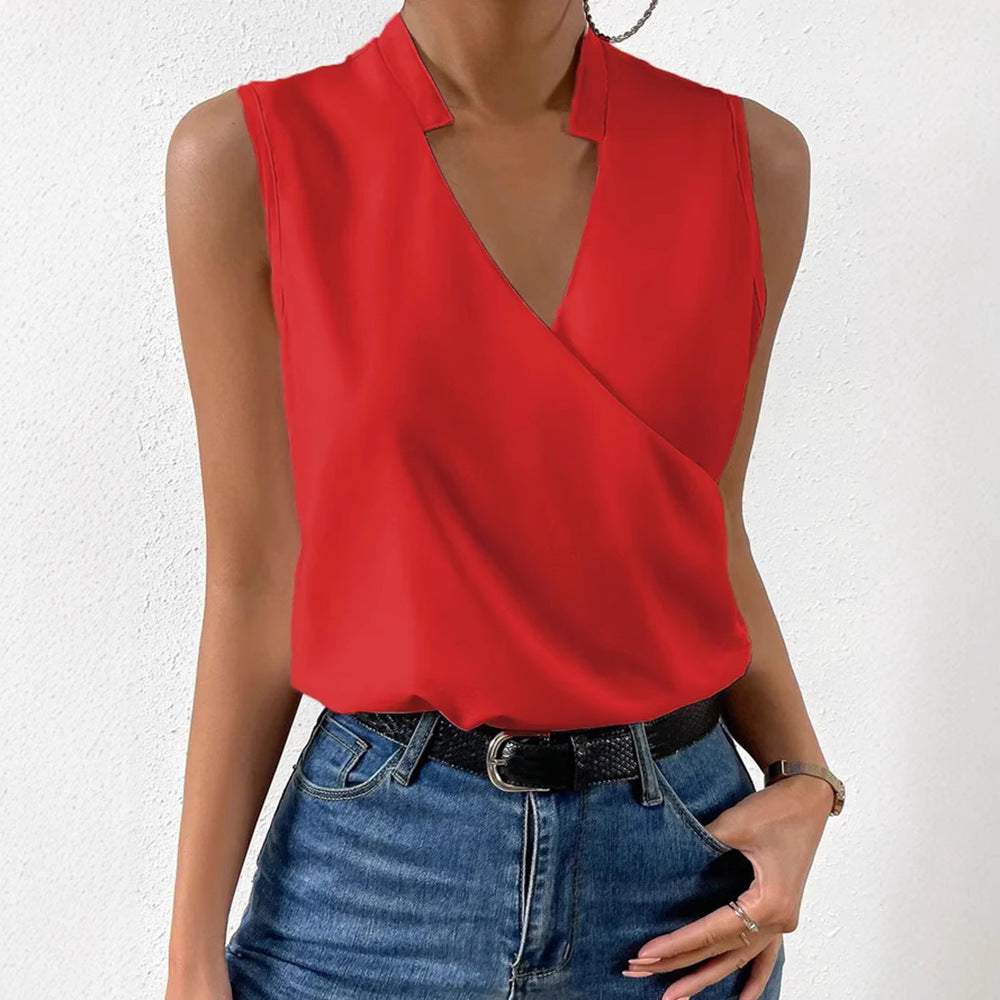 Women's Casual V-Neck Sleeveless T-Shirt