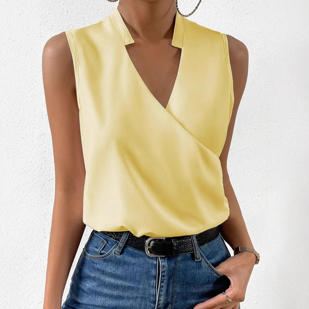 Women's Casual V-Neck Sleeveless T-Shirt