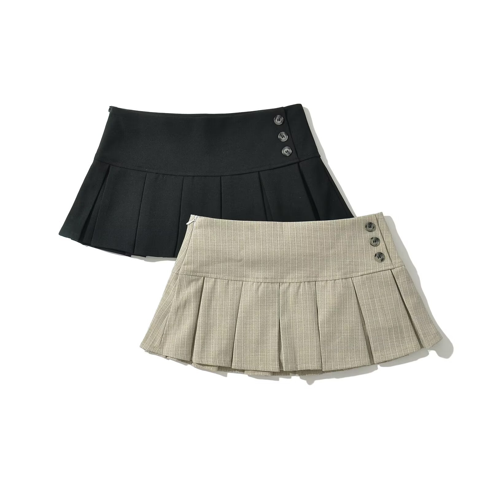 Women's casual vintage pleated half-length skirt, straight style