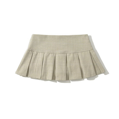 Women's casual vintage pleated half-length skirt, straight style