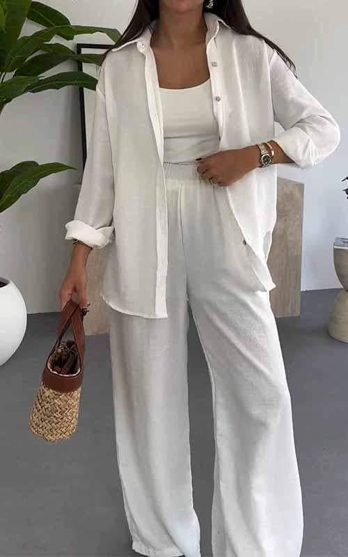Women's Casual Wide Leg Pants Two-Piece Set
