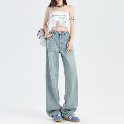 Women's Cement Grey Wide Leg Jeans
