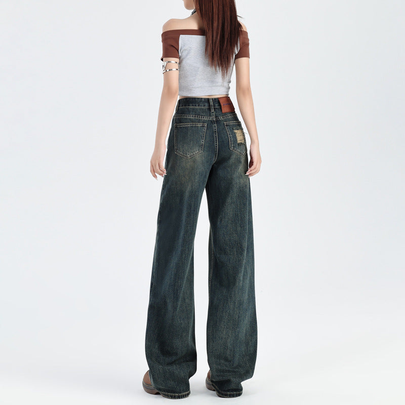 Women's Cement Grey Wide Leg Jeans