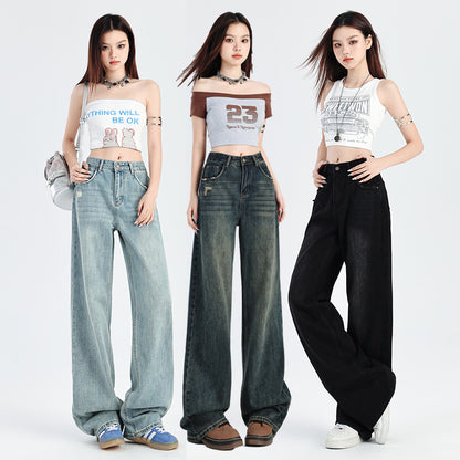 Women's Cement Grey Wide Leg Jeans
