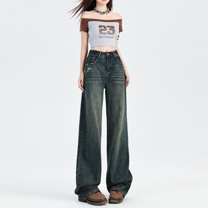 Women's Cement Grey Wide Leg Jeans
