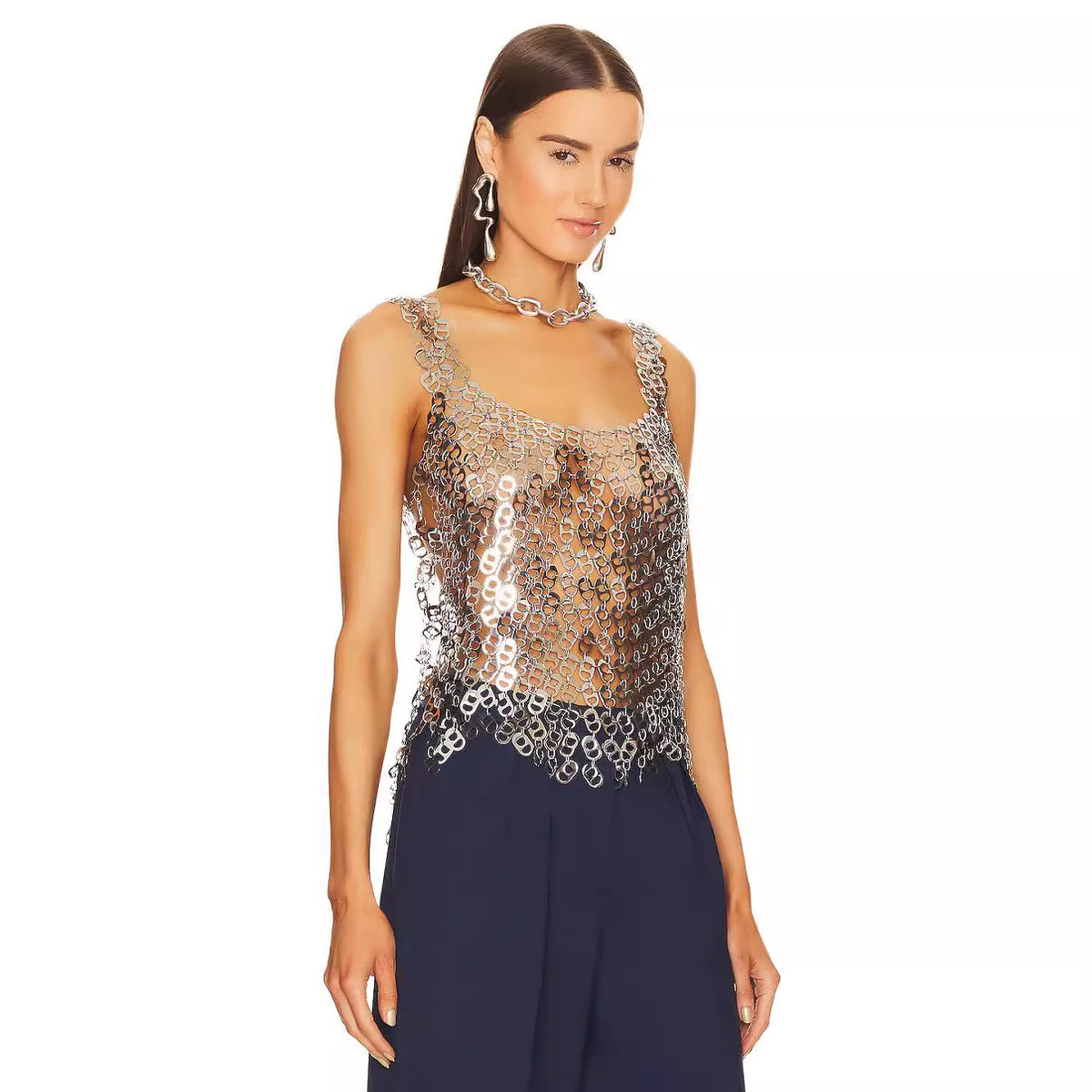 Women's Chain Hollow Metal Body Top