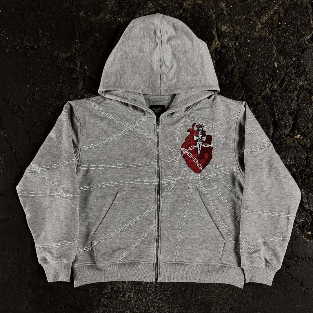 Women's Chain Print Hooded Cardigan