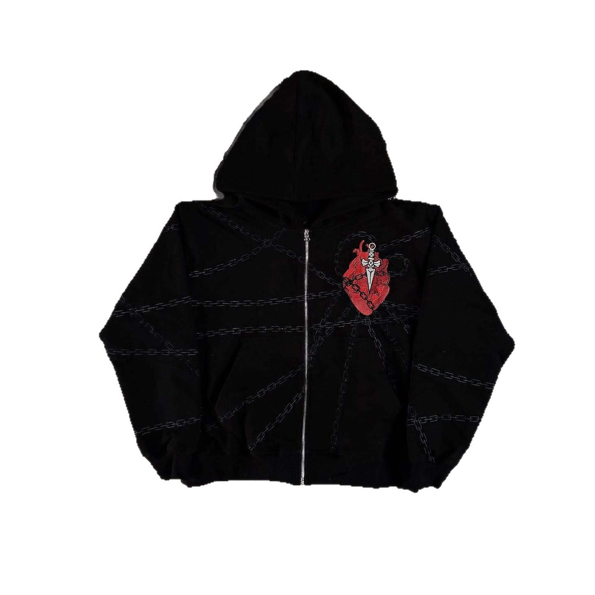 Women's Chain Print Hooded Cardigan