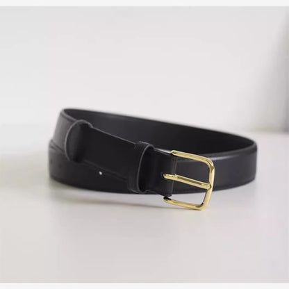 Women's Classic Cowhide Leather Belt with Pin Buckle