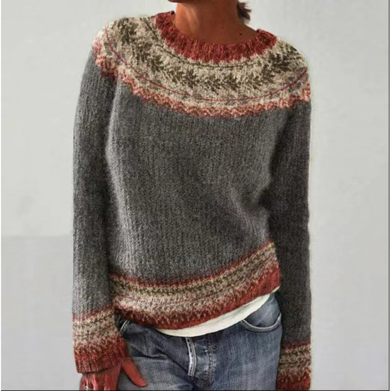 Women's Color-block Knit Pullover Sweater