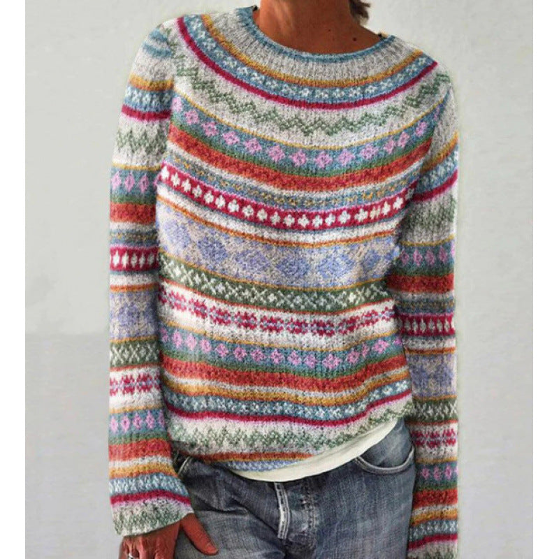 Women's Color-block Knit Pullover Sweater