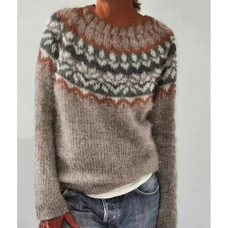 Women's Color-block Knit Pullover Sweater