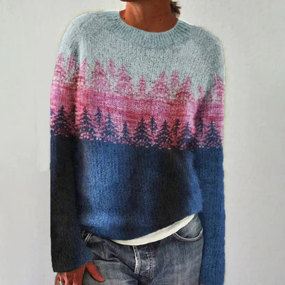 Women's Color-block Knit Pullover Sweater