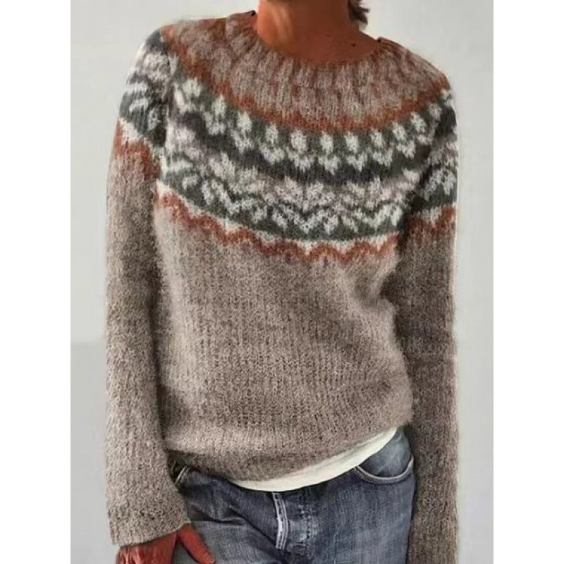 Women's Color-block Knit Pullover Sweater