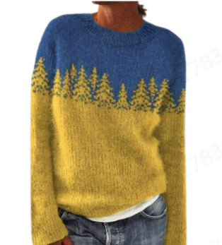 Women's Color-block Knit Pullover Sweater