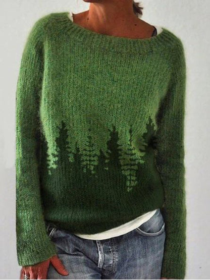 Women's Color Block Loose Pullover Knitted Sweater