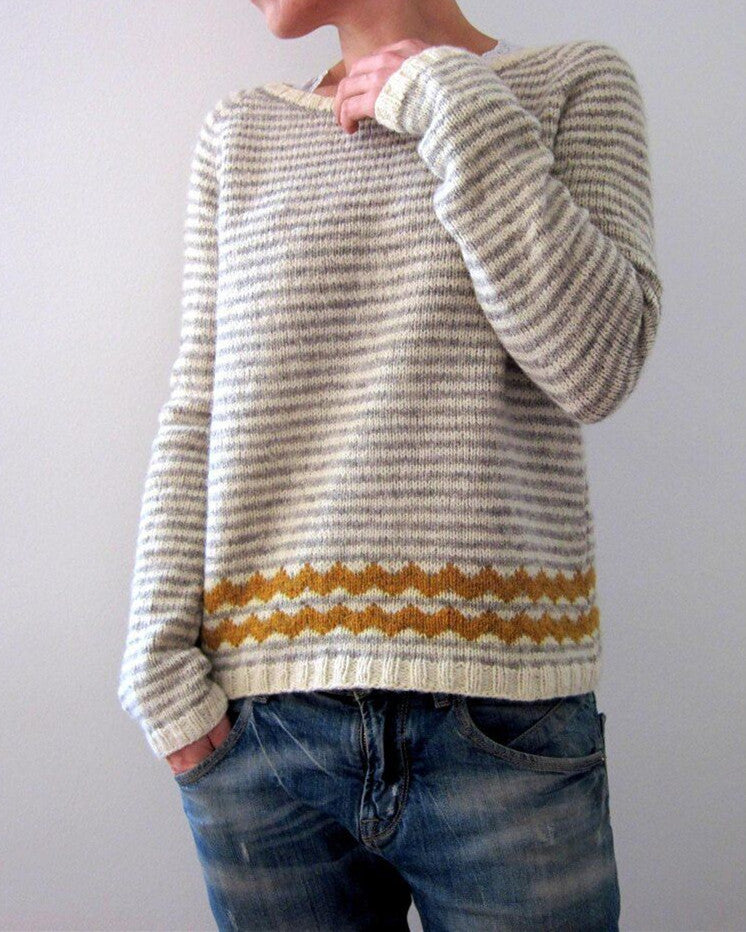 Women's Color Block Loose Pullover Knitted Sweater