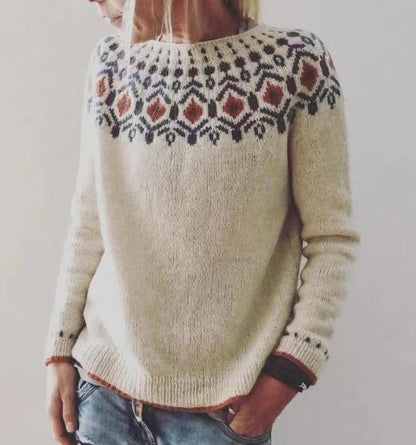 Women's Color Block Loose Pullover Knitted Sweater