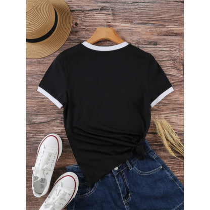Women's Color Block T-shirt Casual Summer Top