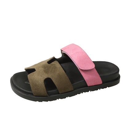 Women's Color Block Velcro Beach Slippers