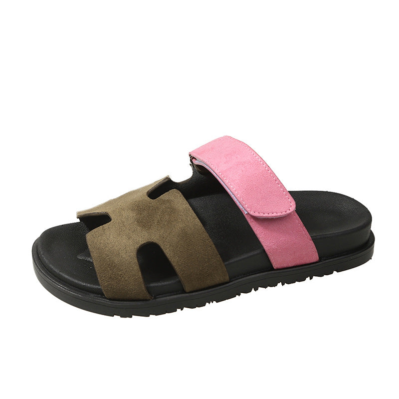Women's Color Block Velcro Beach Slippers