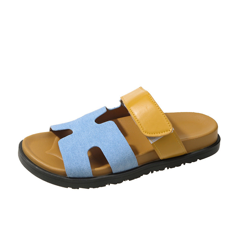 Women's Color Block Velcro Beach Slippers