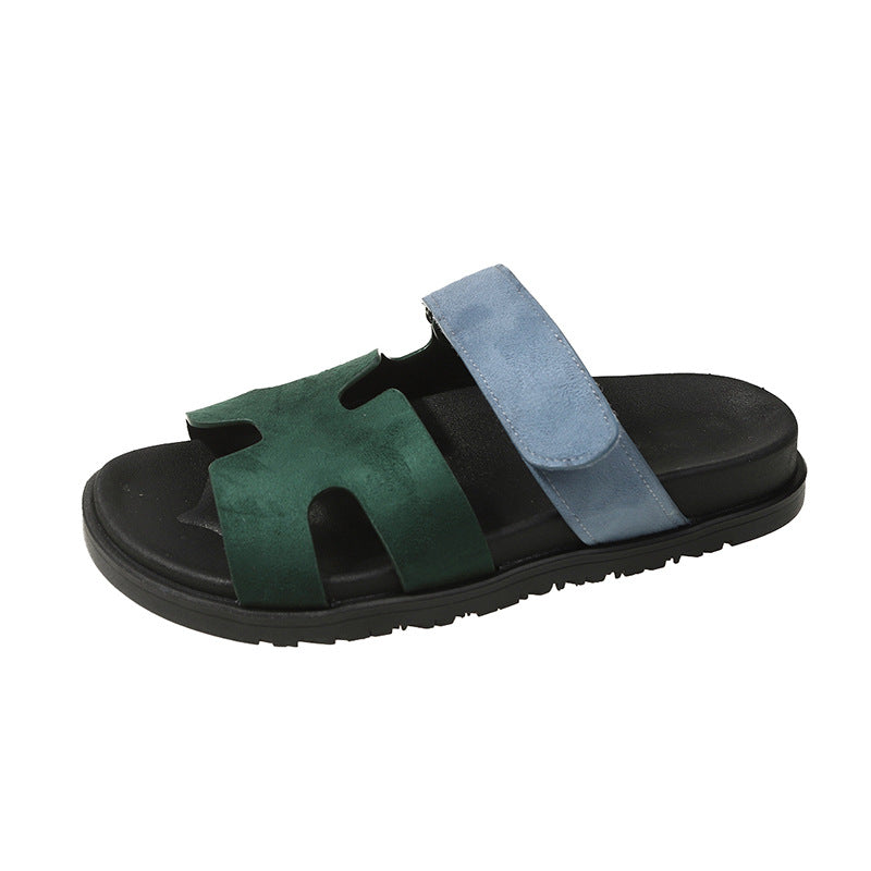 Women's Color Block Velcro Beach Slippers