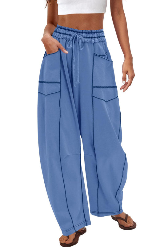 Women's Comfortable High-Waist Wide-Leg Casual Cargo Pants