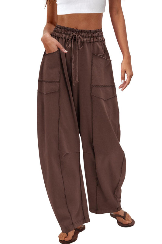 Women's Comfortable High-Waist Wide-Leg Casual Cargo Pants