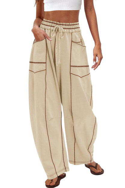 Women's Comfortable High-Waist Wide-Leg Casual Cargo Pants