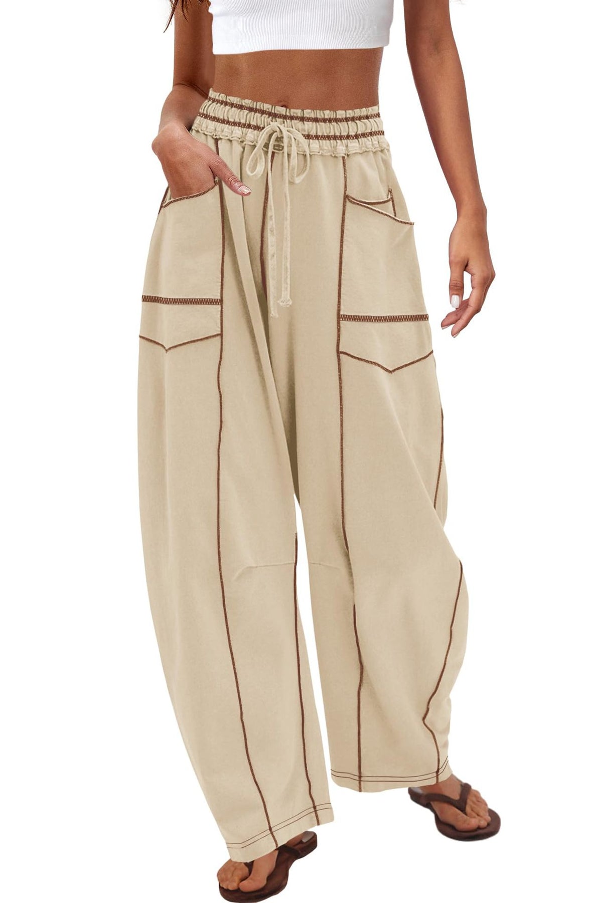 Women's Comfortable High-Waist Wide-Leg Casual Cargo Pants