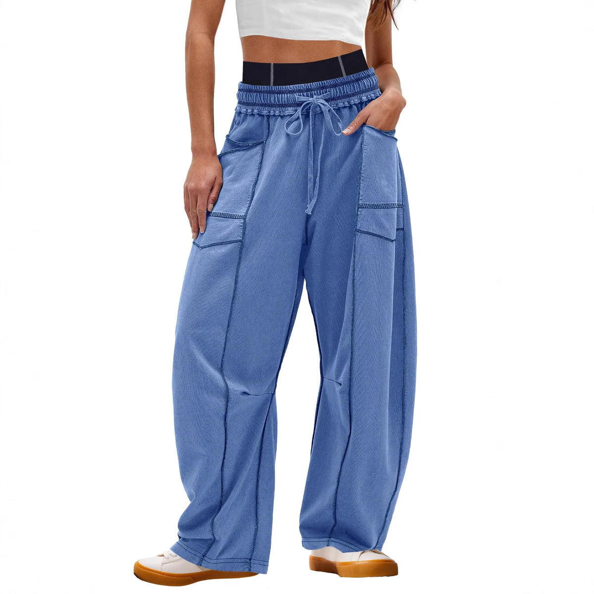 Women's Comfortable High-Waist Wide-Leg Casual Cargo Pants