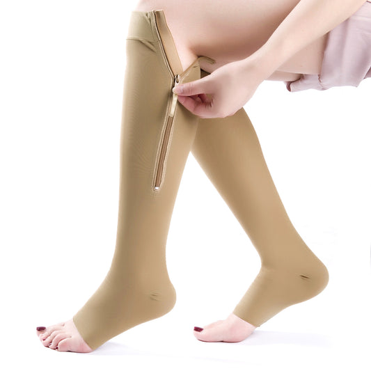 Women's Compression Socks with Zipper Mid-Calf Shapewear Socks