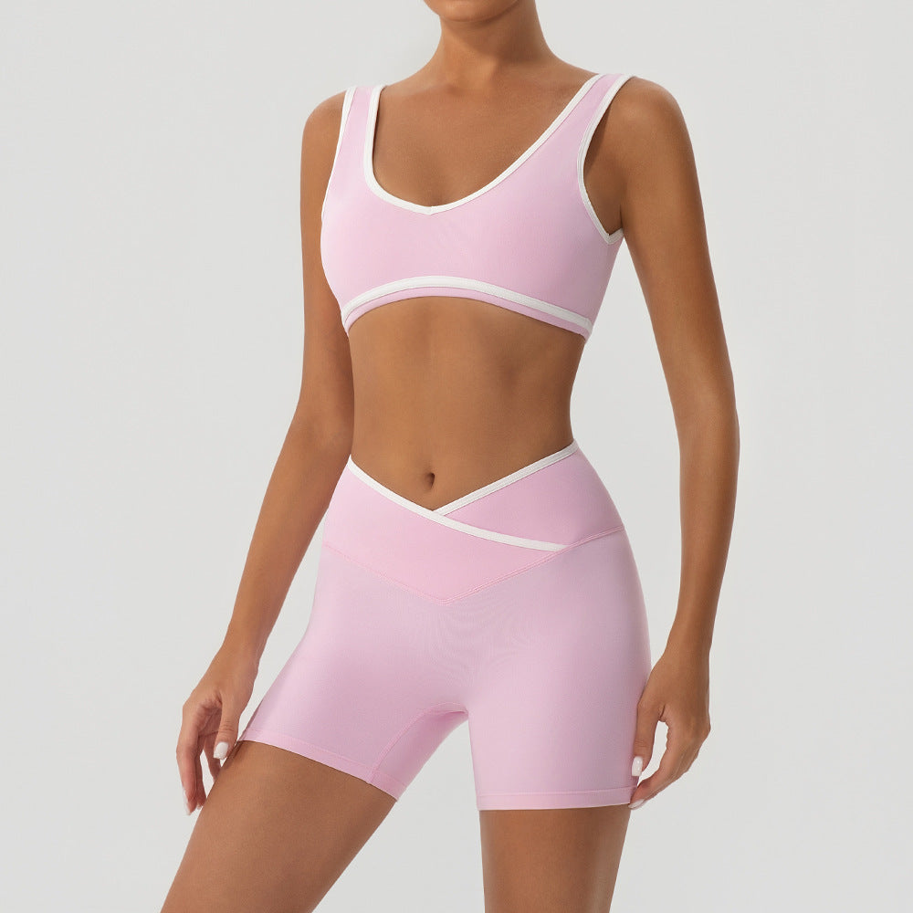 Women's Contrast Color Yoga Set with Jacket