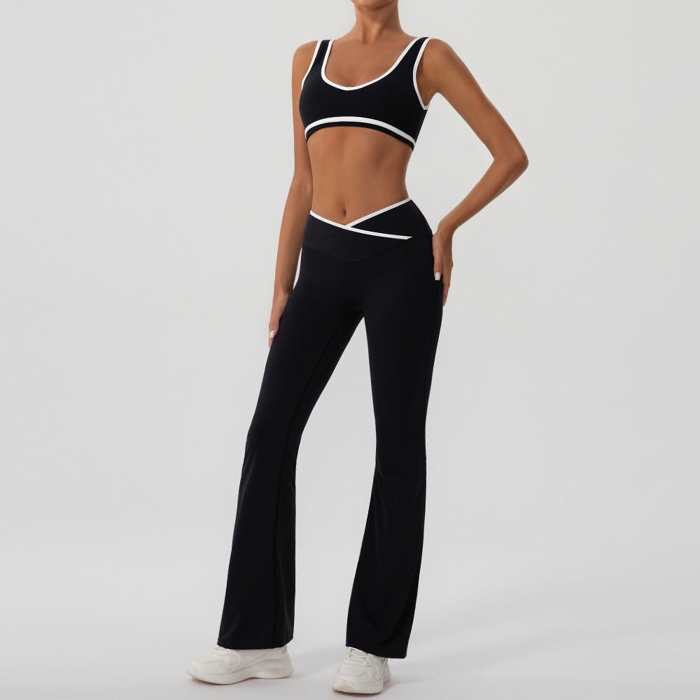 Women's Contrast Color Yoga Set with Jacket