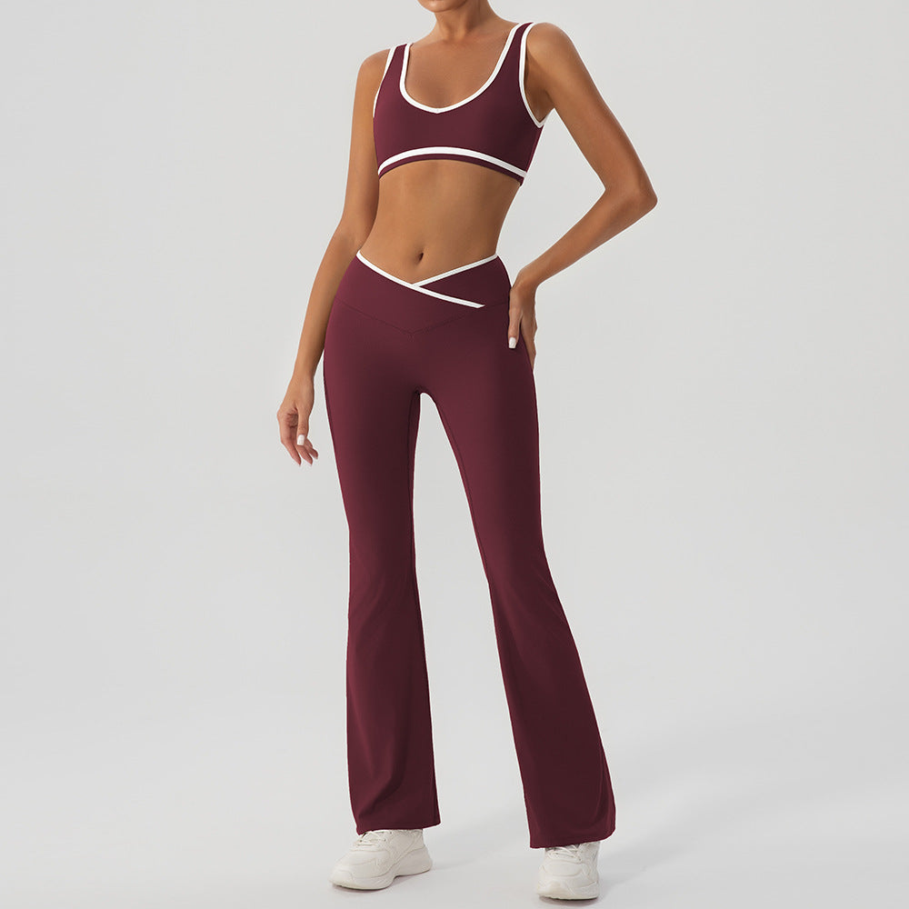 Women's Contrast Color Yoga Set with Jacket
