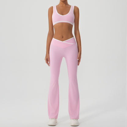 Women's Contrast Color Yoga Set with Jacket