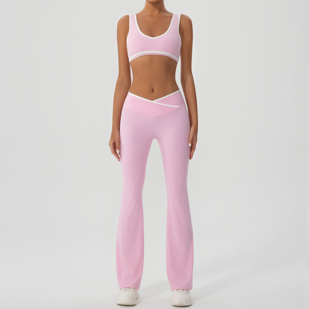 Women's Contrast Color Yoga Set with Jacket