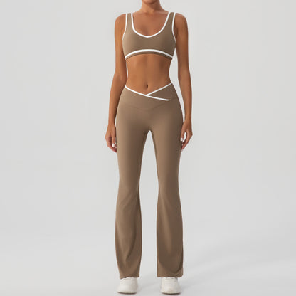 Women's Contrast Color Yoga Set with Jacket
