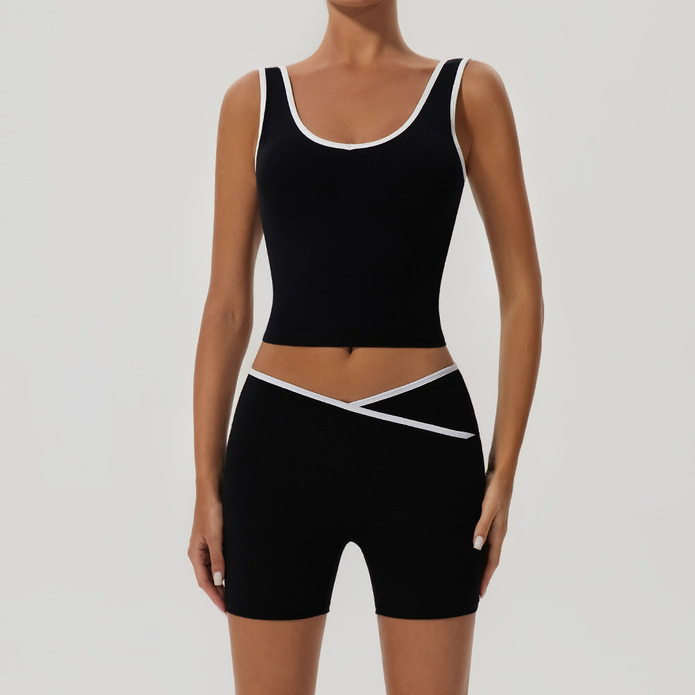 Women's Contrast Color Yoga Set with Jacket
