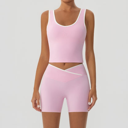 Women's Contrast Color Yoga Set with Jacket